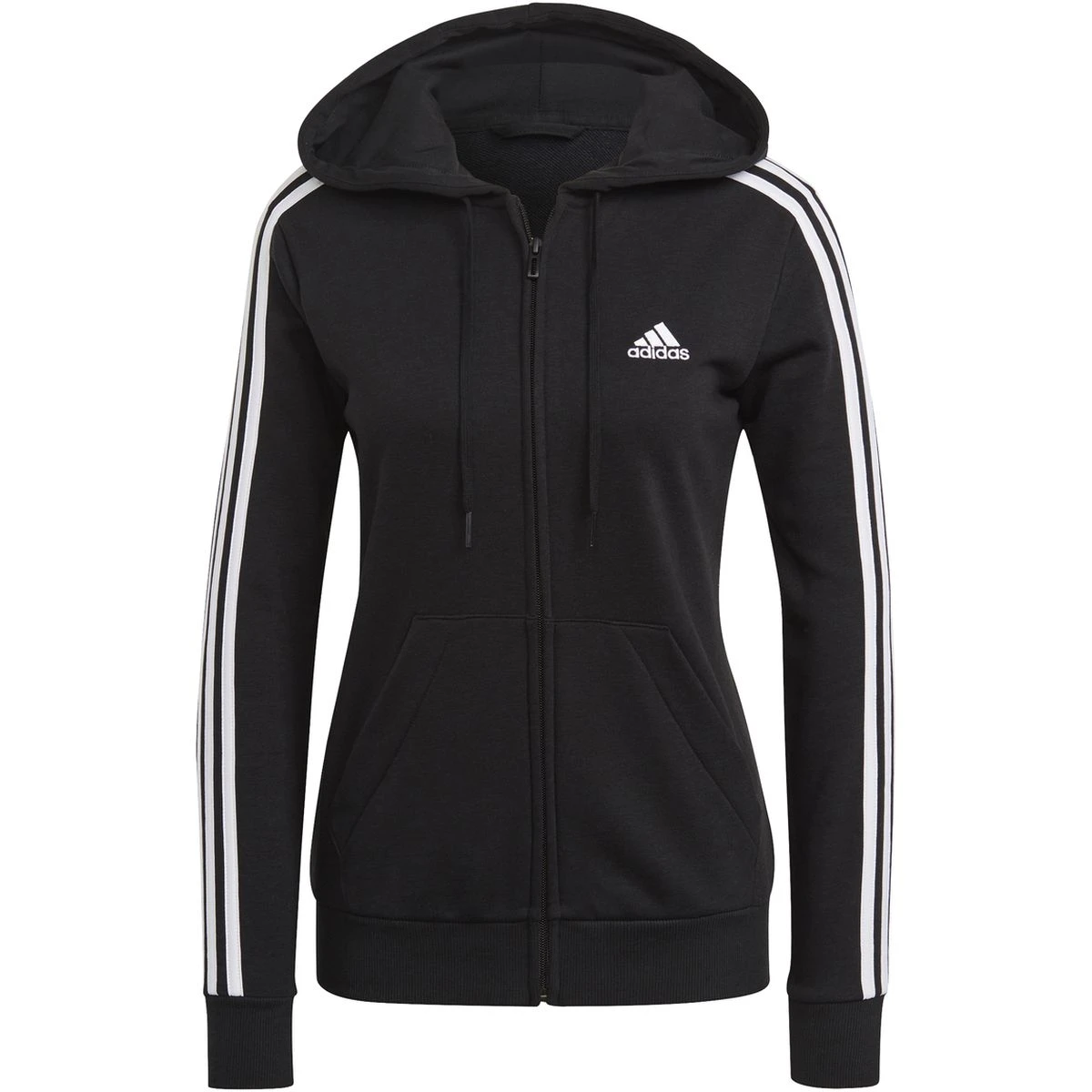 Adidas Essentials French Terry 3-Streifen Kapuzenjacke Damen 1 Adidas Essentials French Terry 3-Streifen Kapuzenjacke Damen