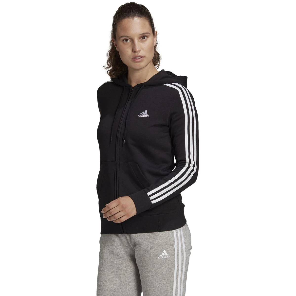 Adidas Essentials French Terry 3-Streifen Kapuzenjacke Damen 7 Adidas Essentials French Terry 3-Streifen Kapuzenjacke Damen – Bild 7
