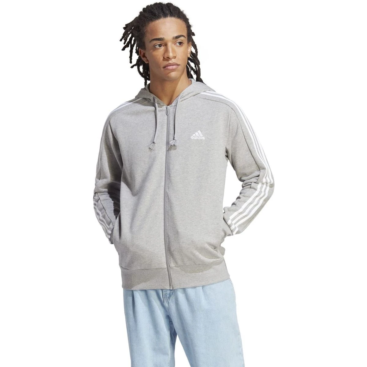 Adidas Essentials French Terry 3-Streifen Kapuzenjacke Herren 7 Adidas Essentials French Terry 3-Streifen Kapuzenjacke Herren – Bild 7